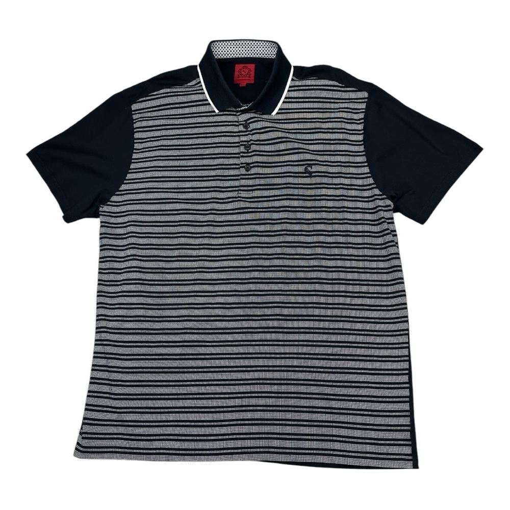 Swade Blue Striped Polo Shirt Size XXL